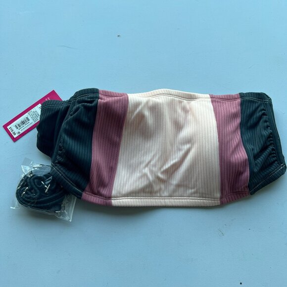 Xhilaration Juniors' Colorblock Bandeau Bikini Top Pink/Blue D/DD - Picture 2 of 5